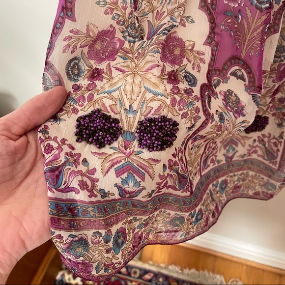 Zadig & Voltaire Rimana Floral Paisley Print Cinch Waist Beaded Dress - Picture 8 of 14